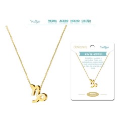 Collar Zodiaco Signo Capricornio Acero Color Dorado - Implantacion Coleccion Constelaciones Zodiaco